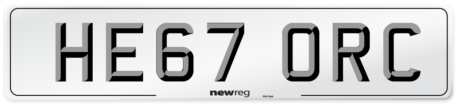 HE67 ORC Number Plate from New Reg